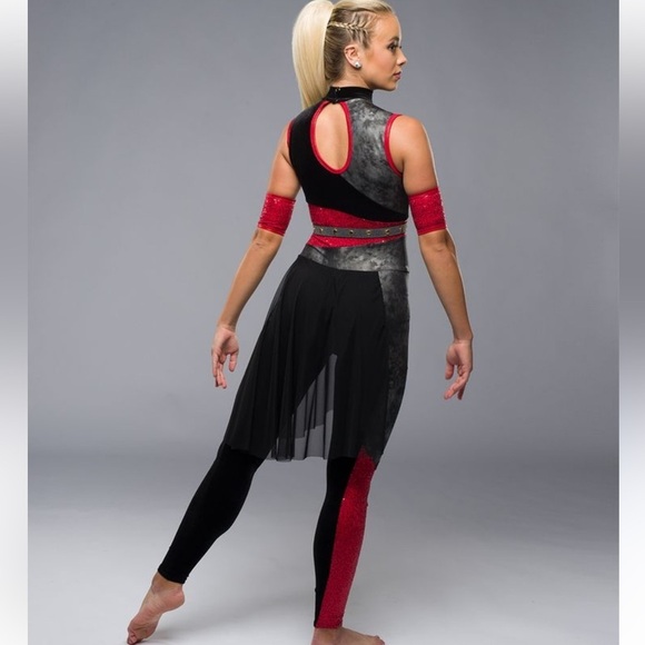 AWISH COME TRUE AWCT Performance Sequin Dramatic Color Guard Dress Dance Size S - Picture 8 of 14